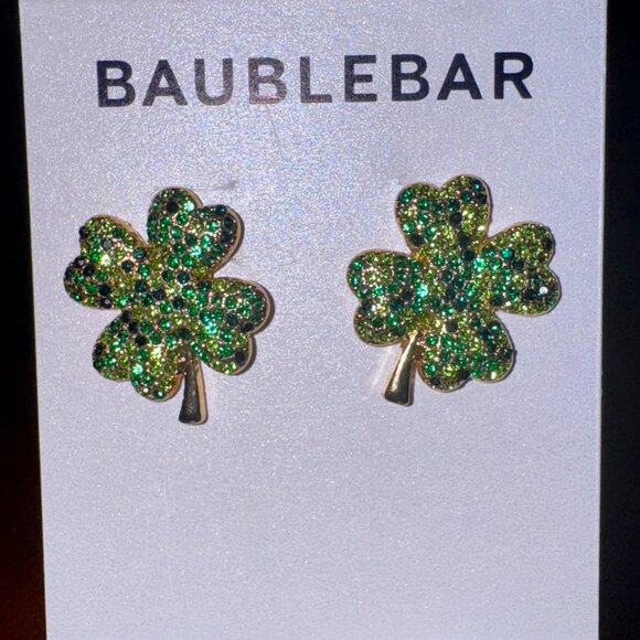 BaubleBar Jewelry - Brand New With Tags BaubleBar 4 Leaf Clover Cutie Earrings - Gold & Green